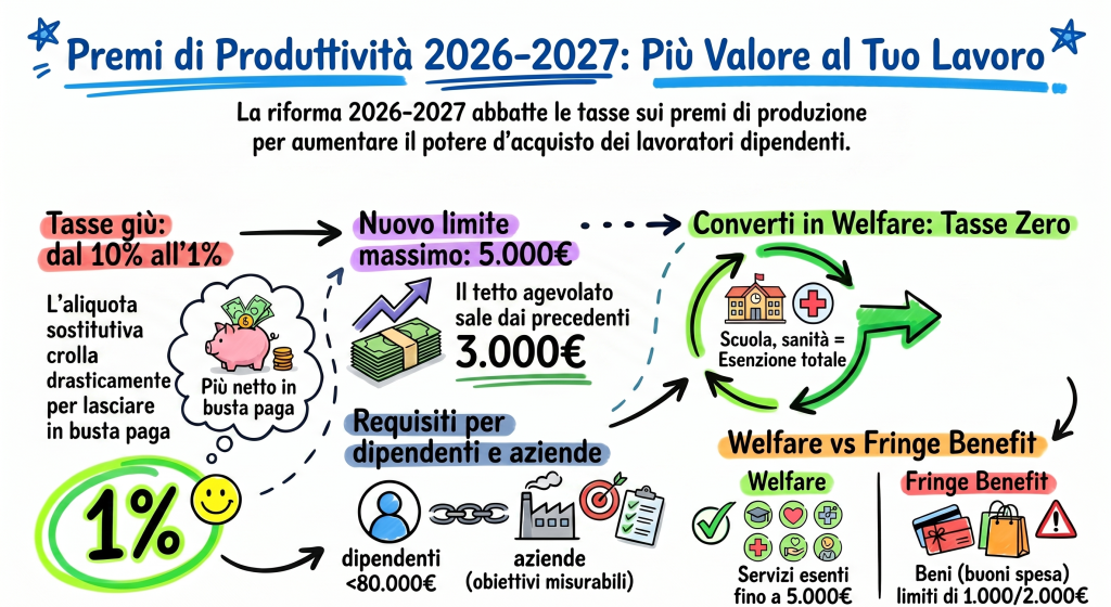 premi produttività 2026 2027 tassazione 1%